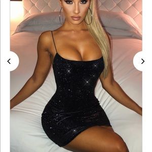 BabyBoo Fashion Mikayla black glitter mini dress